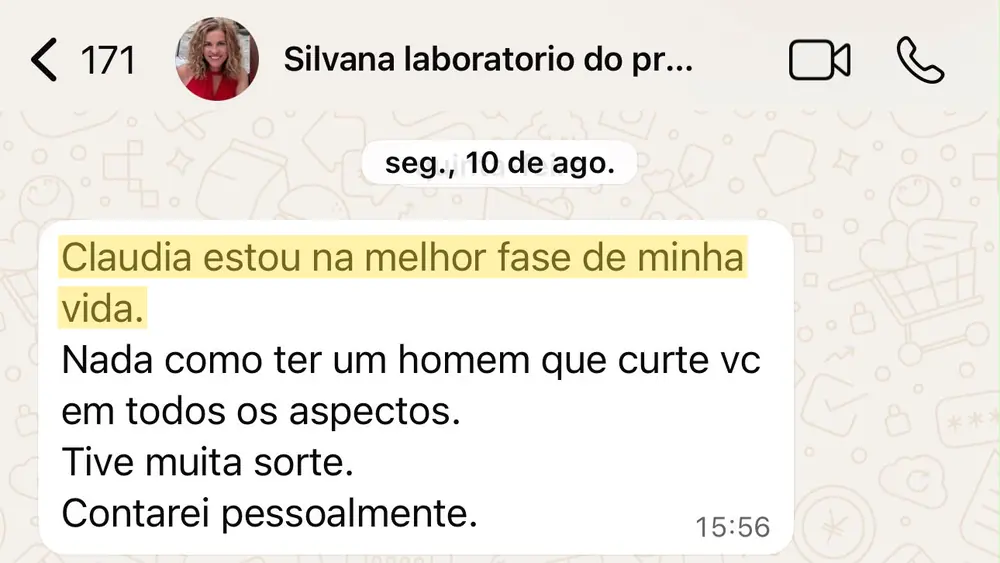Depoimento de aluna no WhatsApp